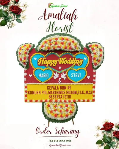 Karangan Papan Bunga Pernikahan di Mayangan